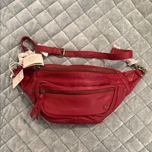 Free People Archer Burgundy Leather Women's Sling Bag